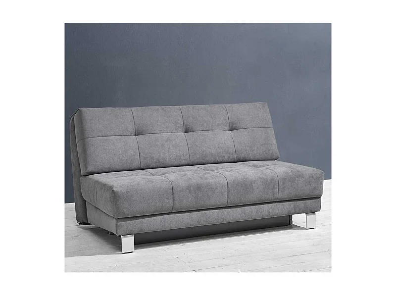 Bettsofa in Grau Microvelour 110 cm tief