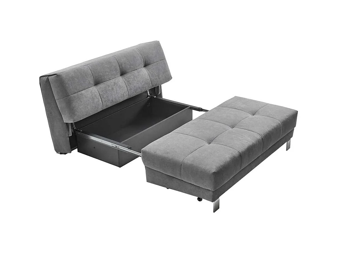 Bettsofa in Grau Microvelour 110 cm tief