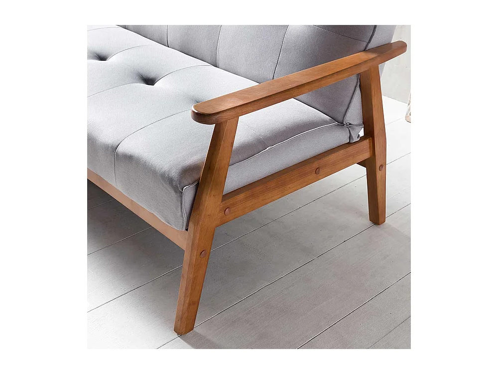 Zweier Sofa in Hellgrau Webstoff Schlaffunktion