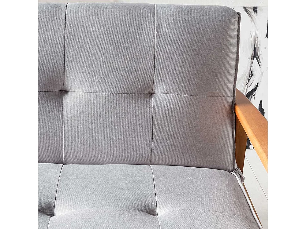 Zweier Sofa in Hellgrau Webstoff Schlaffunktion