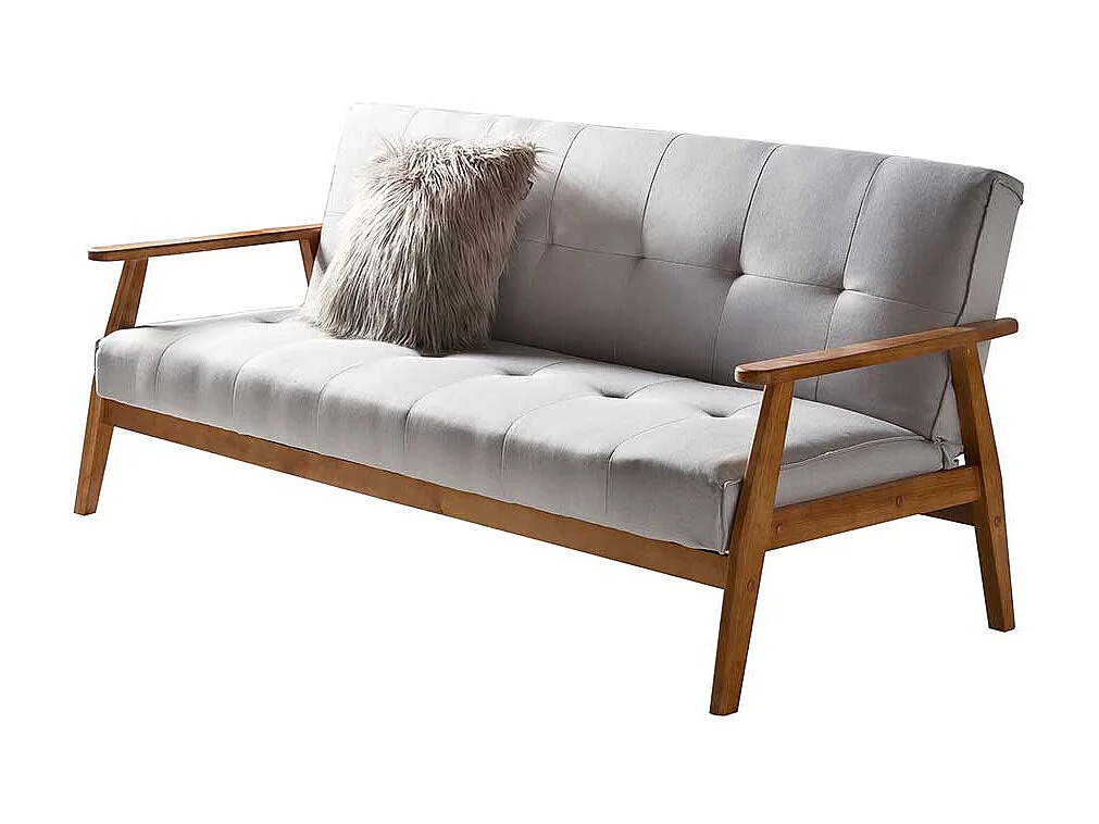 Zweier Sofa in Hellgrau Webstoff Schlaffunktion