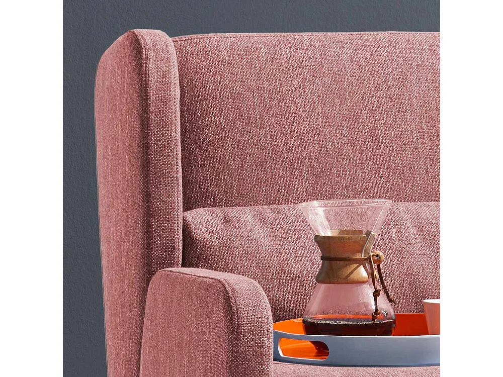 Klappcouch in Rosa Webstoff Made in Germany