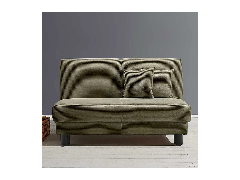 Faltsofa Cord in Gr�n Untergestell aus Metall