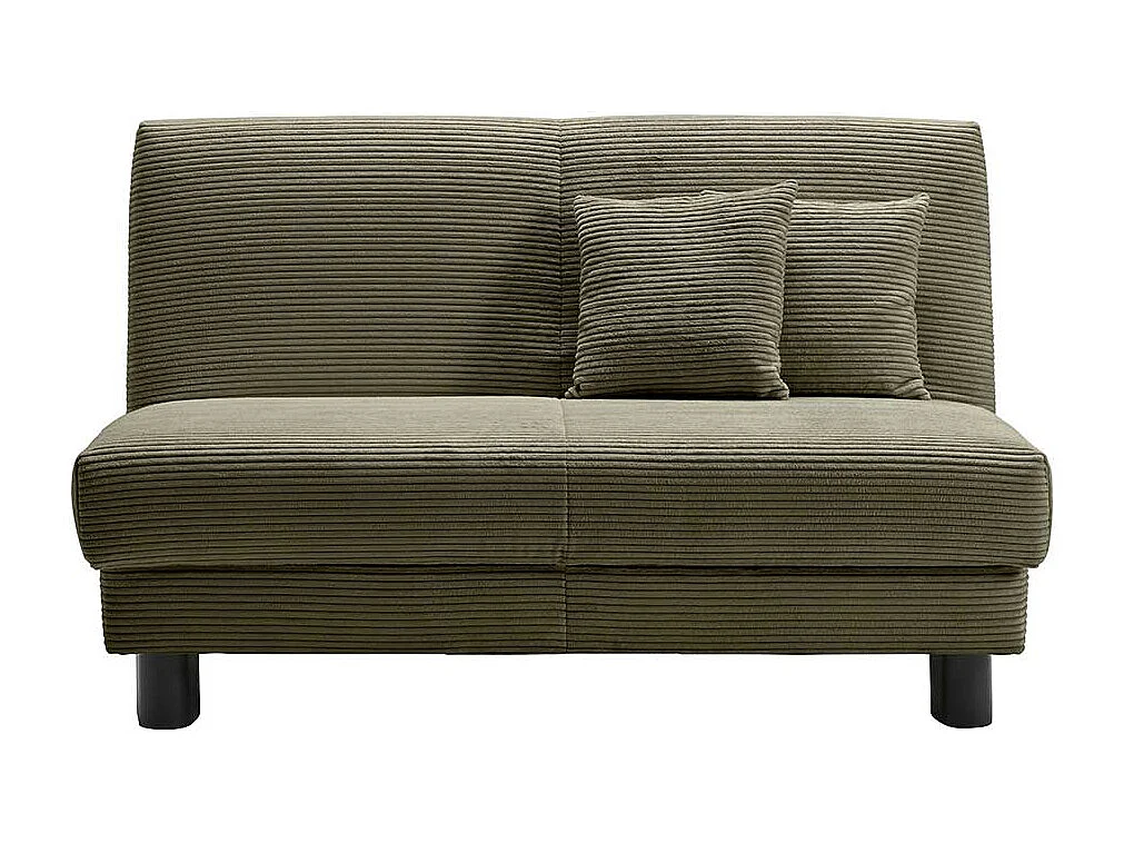 Faltsofa Cord in Grün Untergestell aus Metall