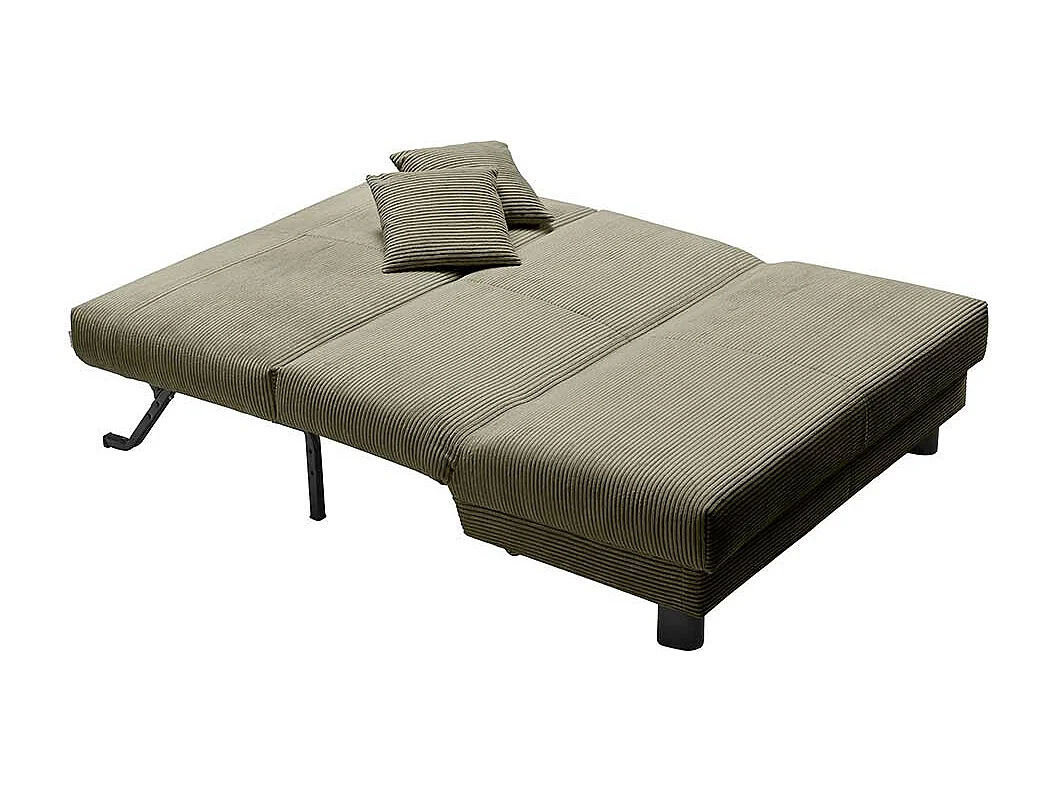 Faltsofa Cord in Grün Untergestell aus Metall