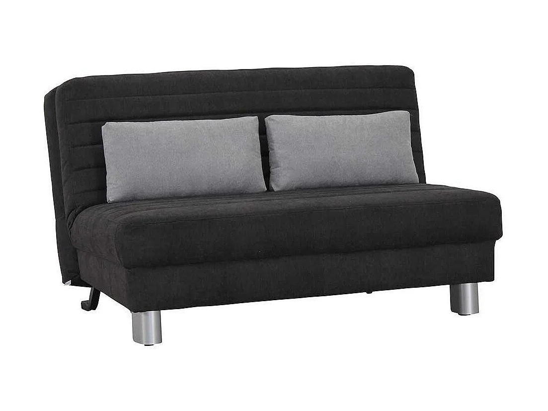 Schlafcouch in Schwarz Grau Stoff Metall