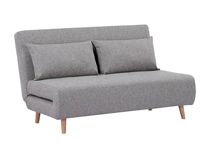 Funktionssofa Zweisitzer Sofa aus Webstoff mit Fußgestell aus Holz