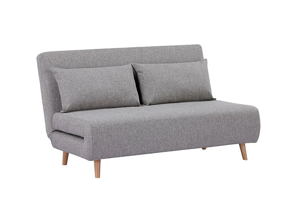 Funktionssofa Zweisitzer Sofa aus Webstoff mit Fußgestell aus Holz