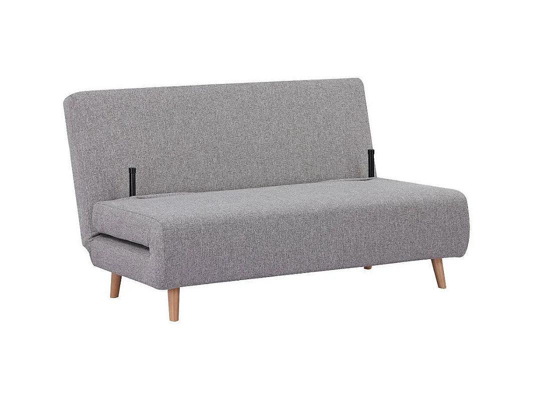 Funktionssofa Zweisitzer Sofa aus Webstoff mit Fußgestell aus Holz