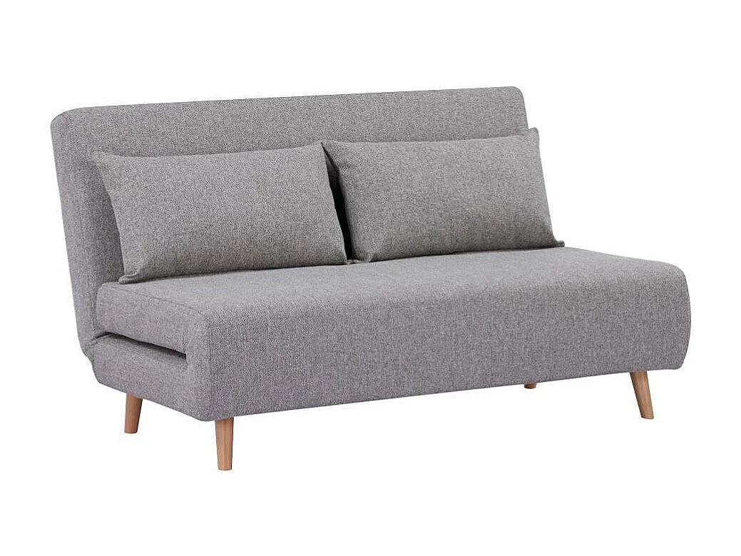 Funktionssofa Zweisitzer Sofa aus Webstoff mit Fußgestell aus Holz