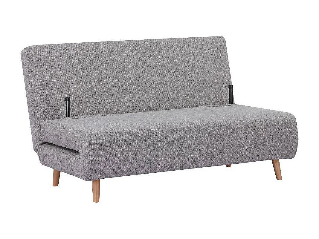 Funktionssofa Zweisitzer Sofa aus Webstoff mit Fußgestell aus Holz