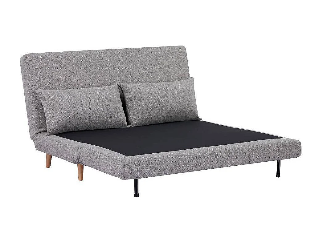 Funktionssofa Zweisitzer Sofa aus Webstoff mit Fußgestell aus Holz