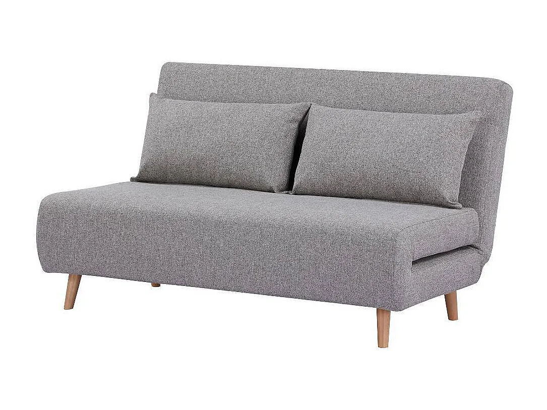 Funktionssofa Zweisitzer Sofa aus Webstoff mit Fußgestell aus Holz