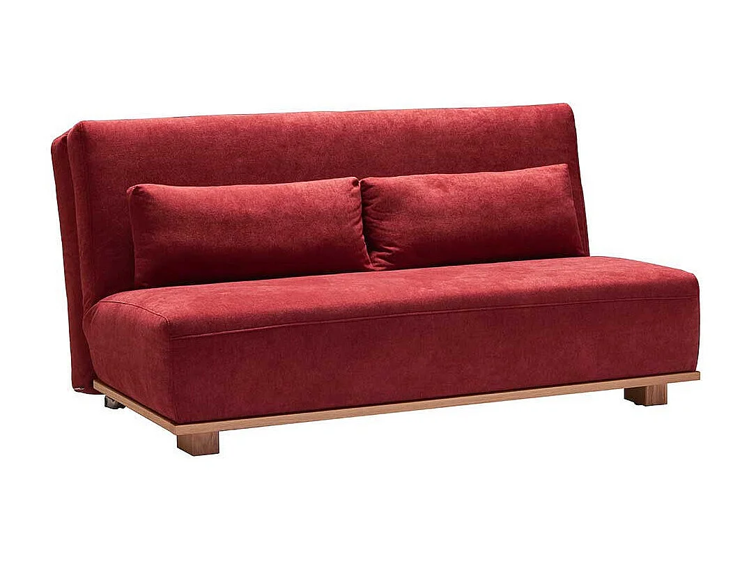 Schlafcouch in Rot Stoff Eiche Massivholz