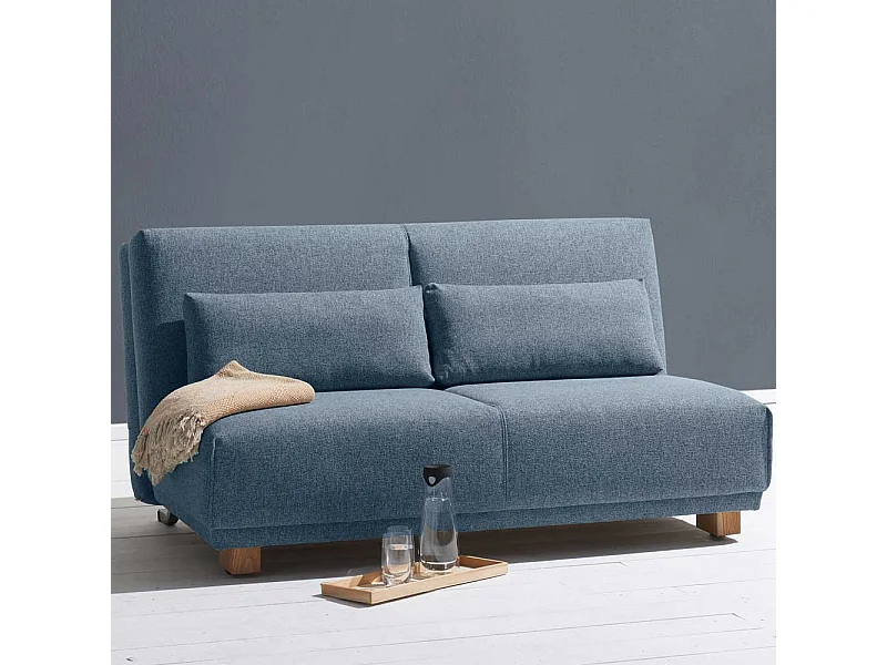 Klappcouch in Blau Stoff Made in Germany
