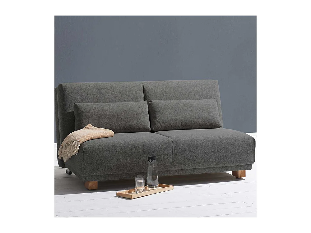 Dreier Sofa in Dunkelgrau Webstoff Schlaffunktion