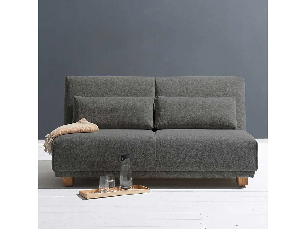Dreier Sofa in Dunkelgrau Webstoff Schlaffunktion