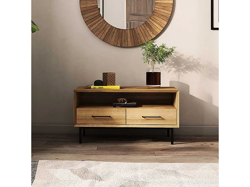 Kleines Lowboard aus Wildeiche Massivholz 90 cm breit - 50 cm hoch