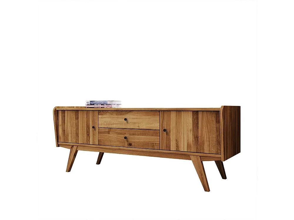 Massivholz Lowboard aus Wildeiche geölt Retrostil