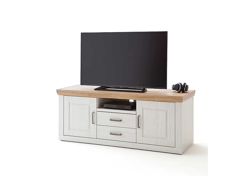 Landhaus Lowboard in Weiß Eiche Optik