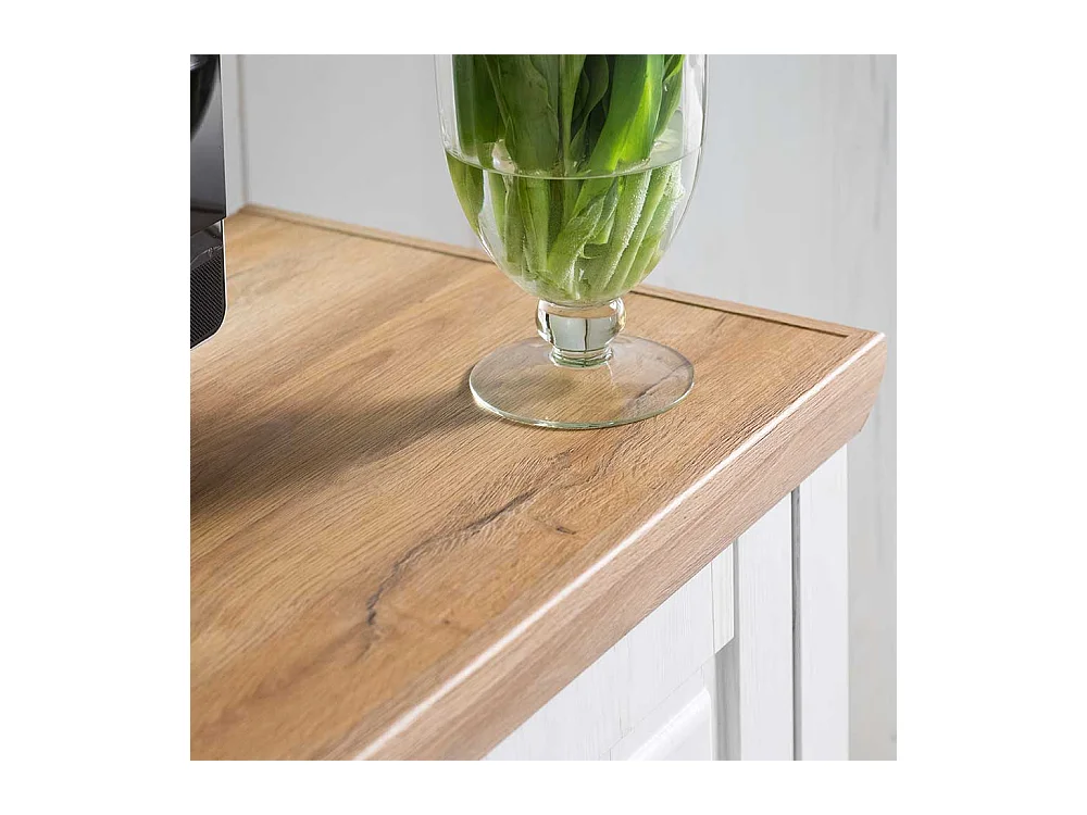 Landhaus Lowboard in Weiß Eiche Optik