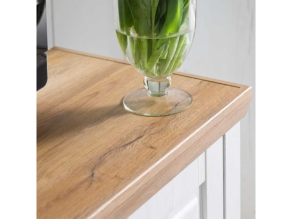 Landhaus Lowboard in Weiß Eiche Optik