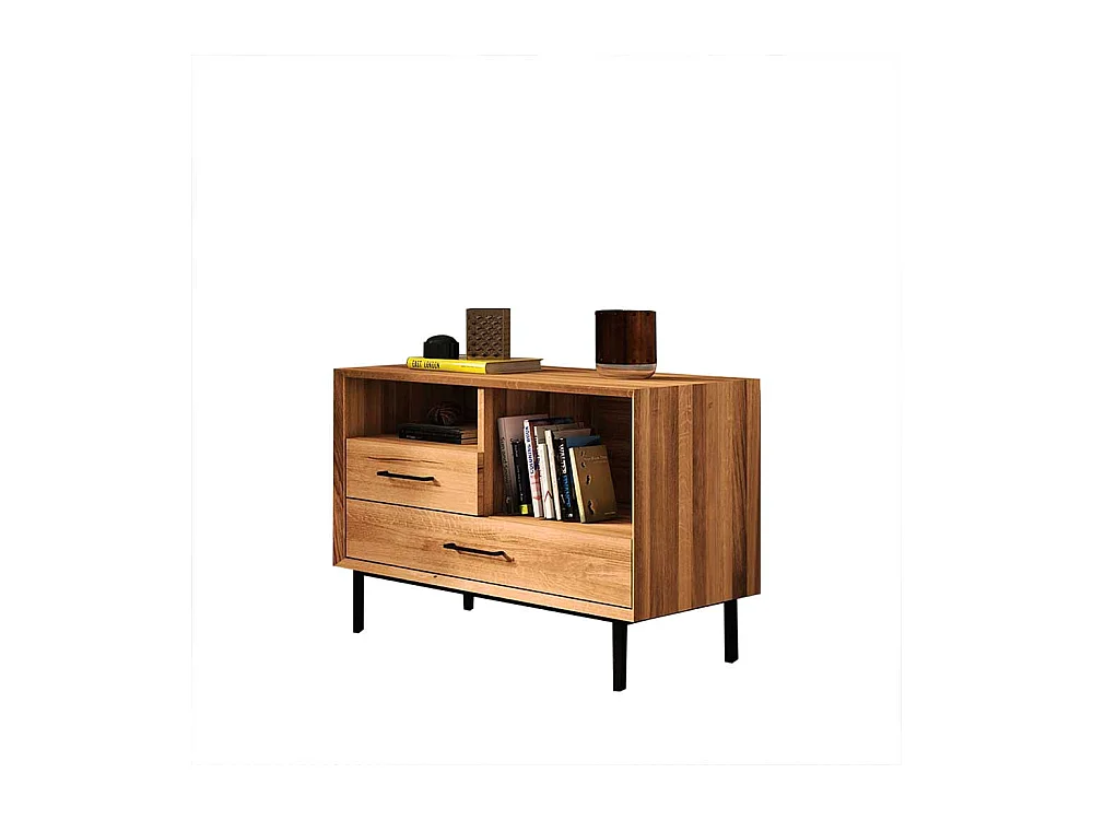Holzkommode Wildeiche mit zwei Schubladen Skandi Design