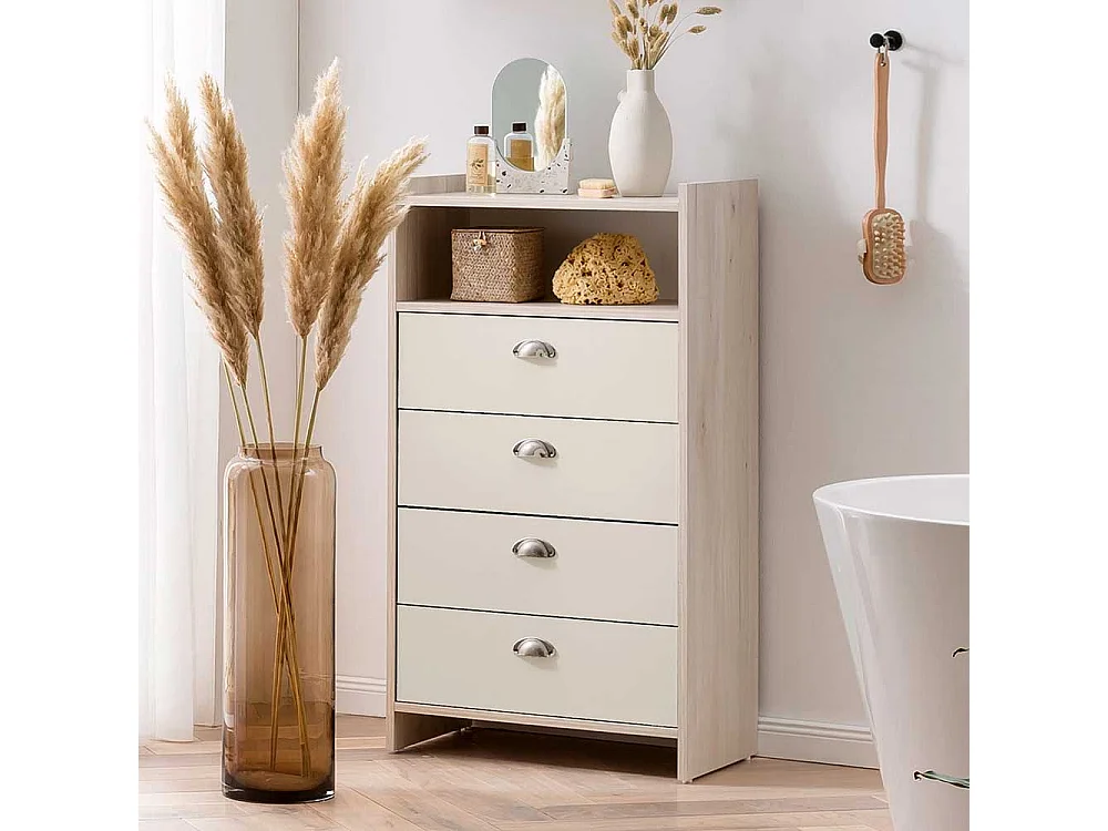 Bad Highboard im Skandi Design vier Schubladen