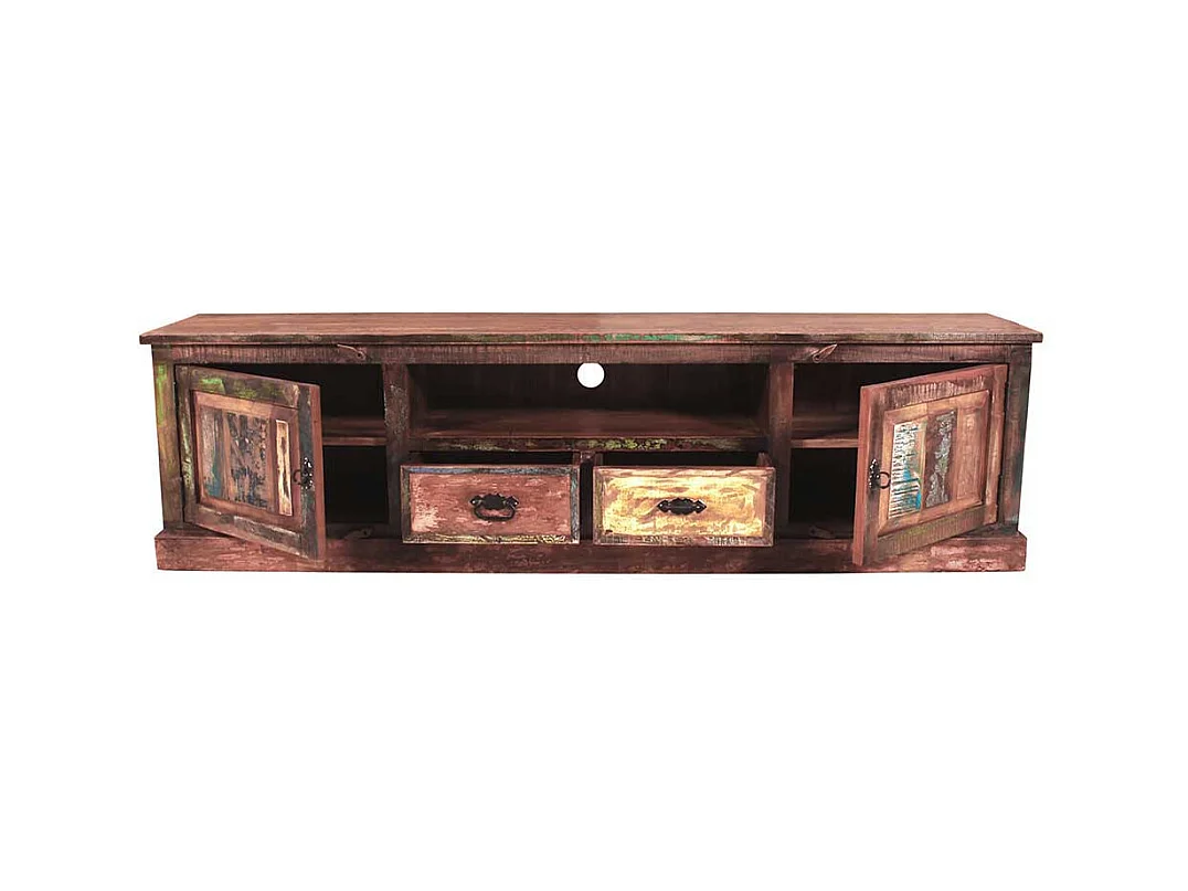 Shabby Chic Lowboard aus Recyclingholz Bunt Braun