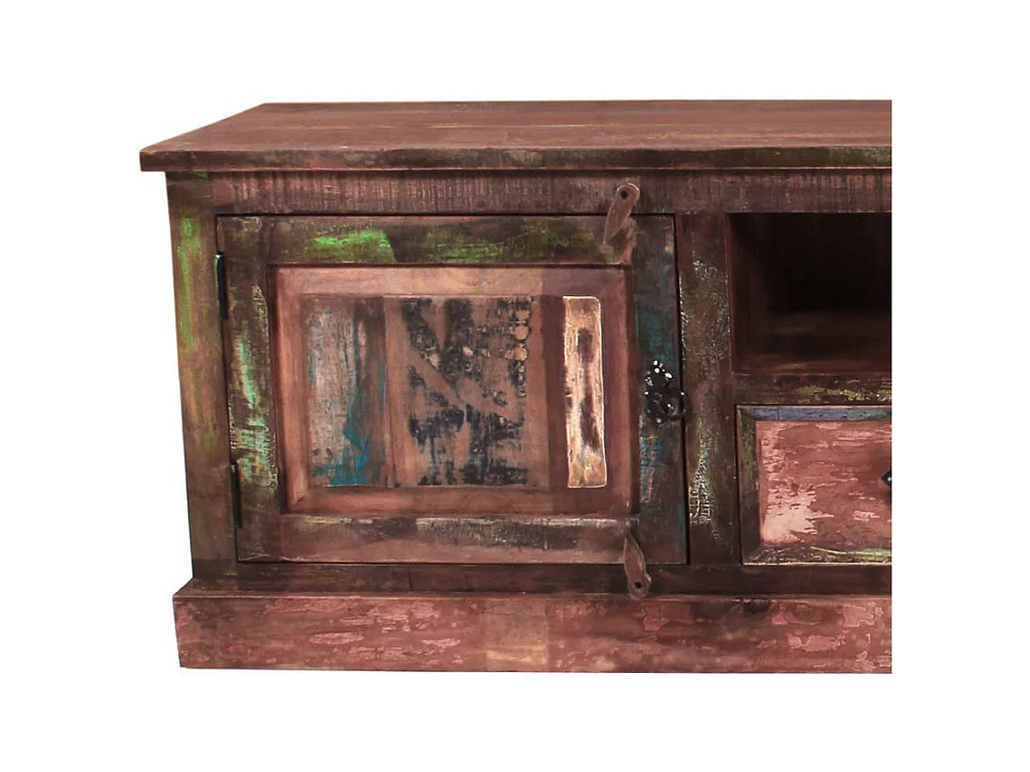 Shabby Chic Lowboard aus Recyclingholz Bunt Braun