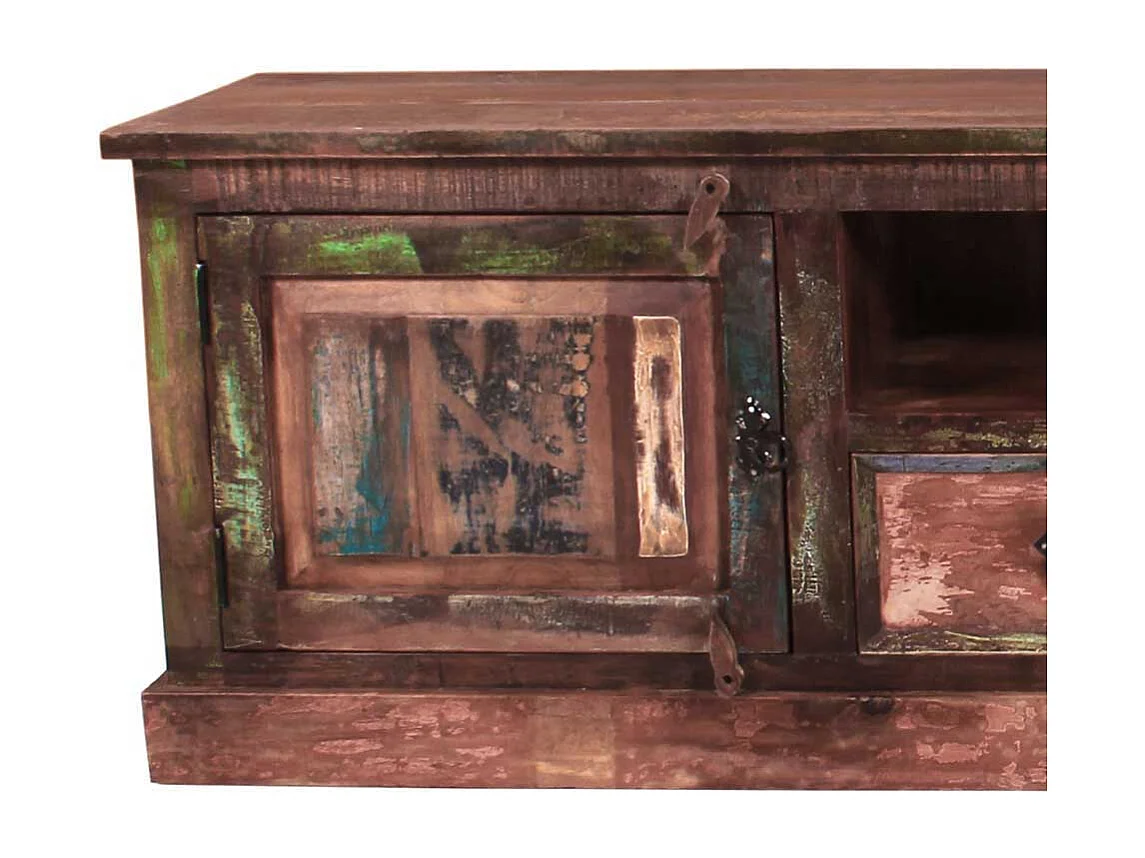 Shabby Chic Lowboard aus Recyclingholz Bunt Braun