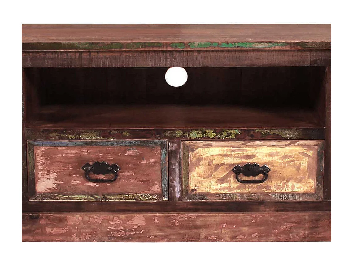 Shabby Chic Lowboard aus Recyclingholz Bunt Braun