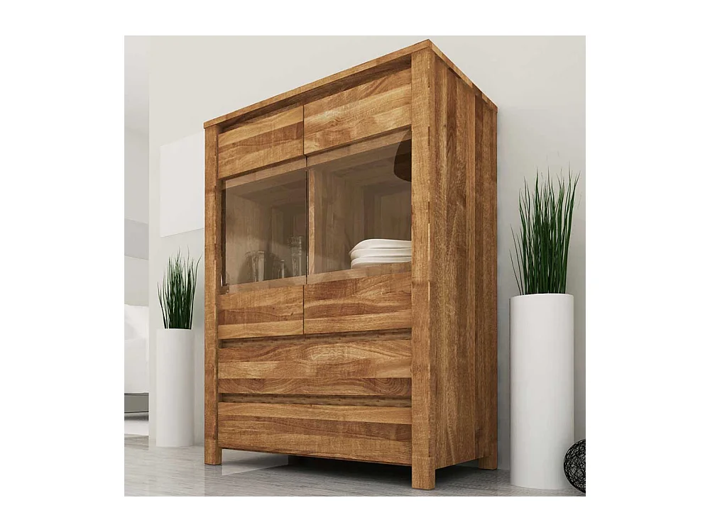 Esszimmer Highboard aus Wildeiche massiv geölt Glas