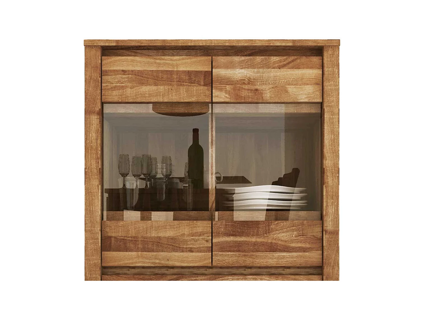 Esszimmer Highboard aus Wildeiche massiv geölt Glas