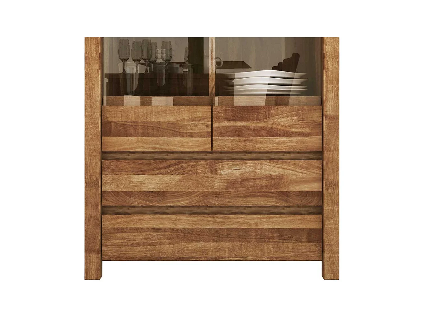 Esszimmer Highboard aus Wildeiche massiv geölt Glas