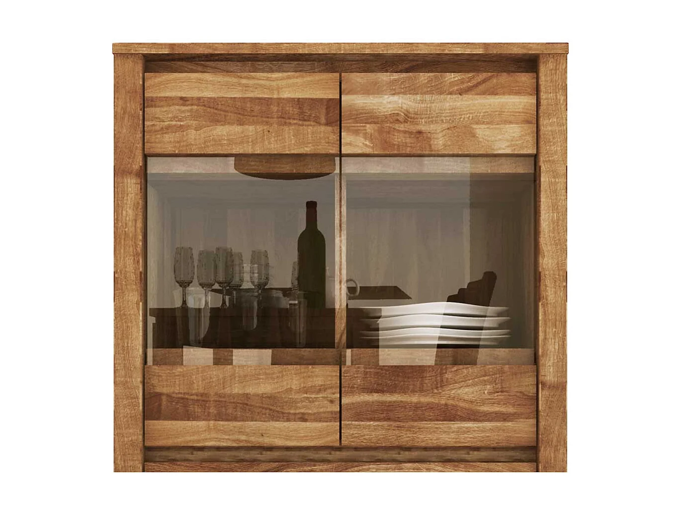 Esszimmer Highboard aus Wildeiche massiv geölt Glas