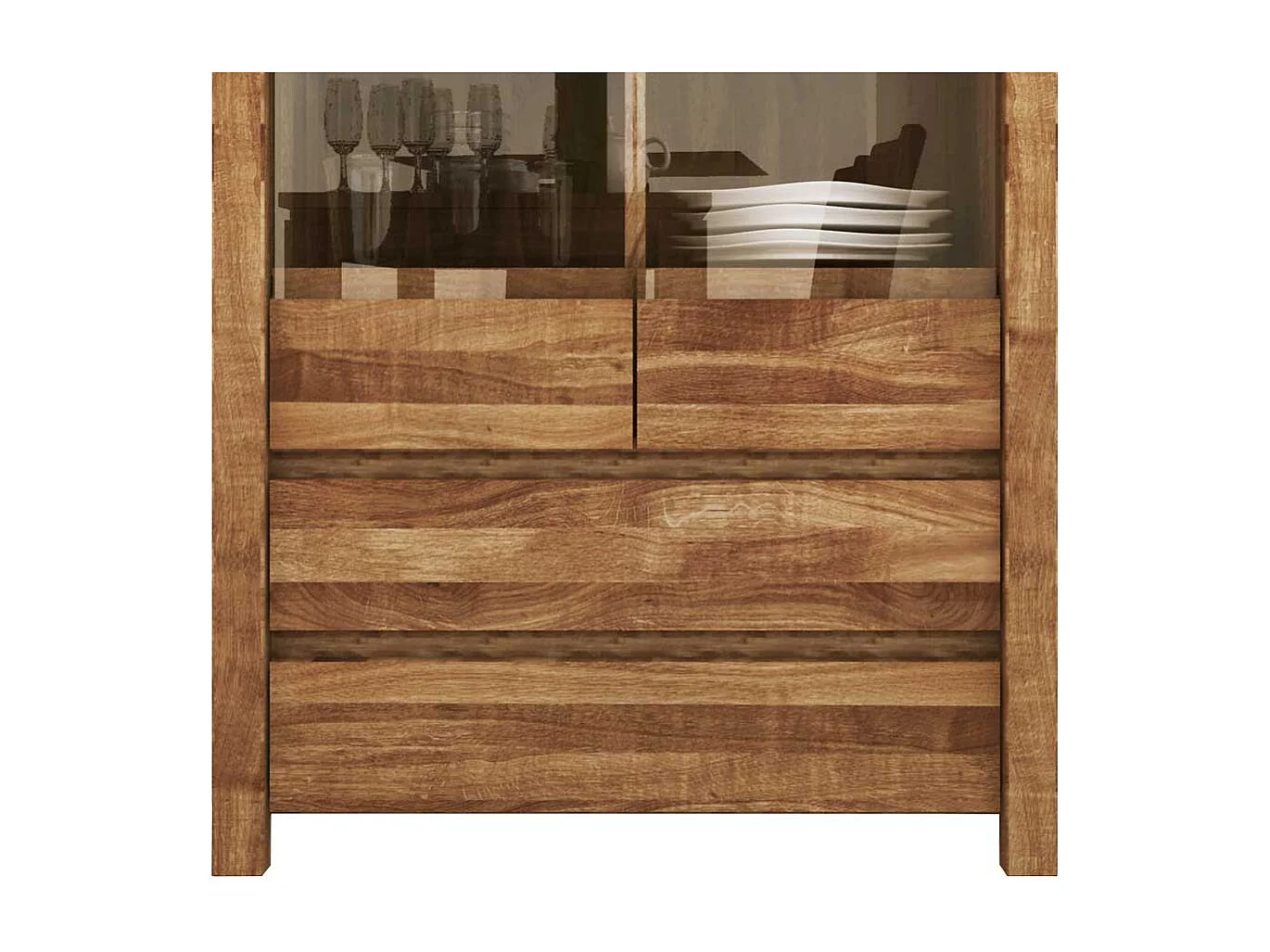 Esszimmer Highboard aus Wildeiche massiv geölt Glas