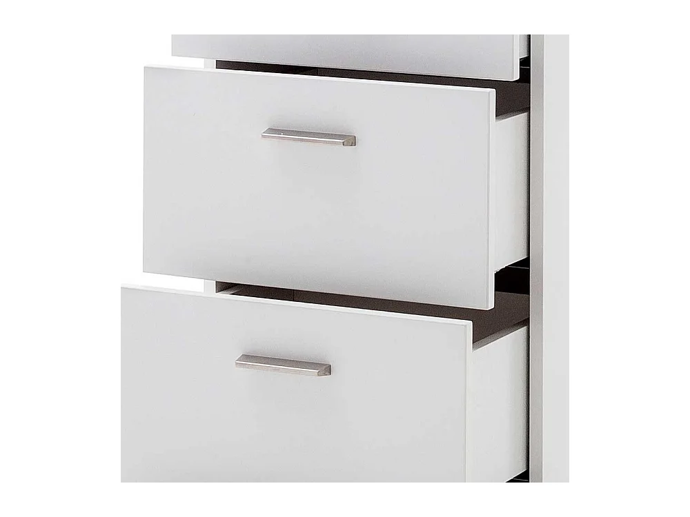 Säulenkommode in Weiß und Wildeiche Optik LED Beleuchtung