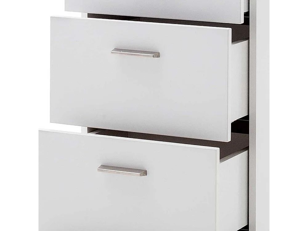 Säulenkommode in Weiß und Wildeiche Optik LED Beleuchtung