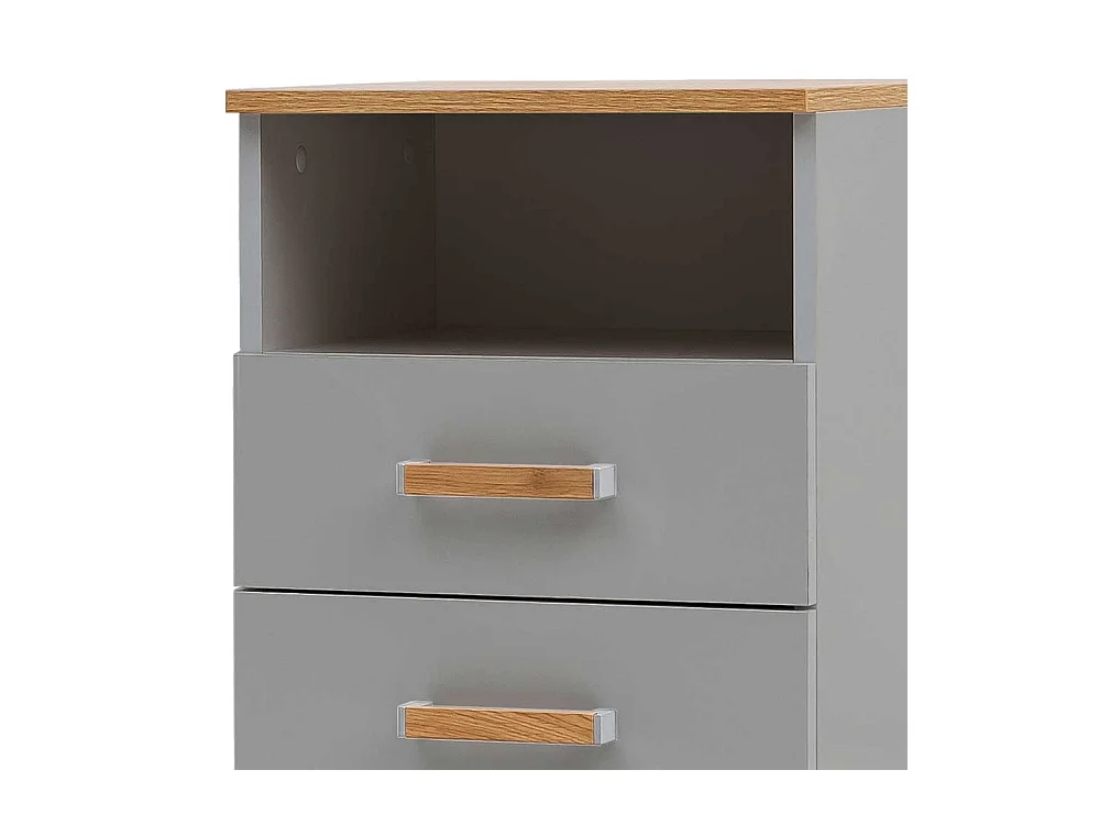 Bad Highboard in Platingrau und Eichefarben 1 Tür 1 Schublade