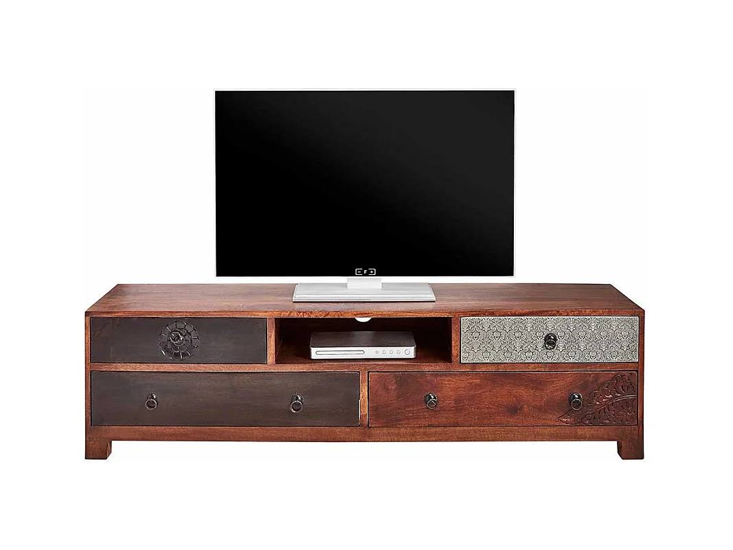 Vintage Lowboard aus Akazie Massivholz mehrfarbig