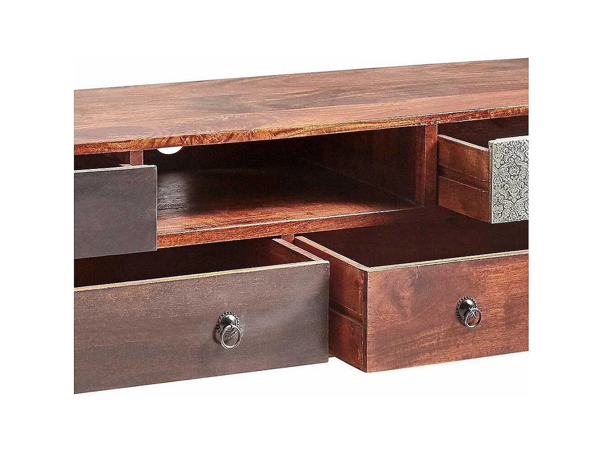 Vintage Lowboard aus Akazie Massivholz mehrfarbig