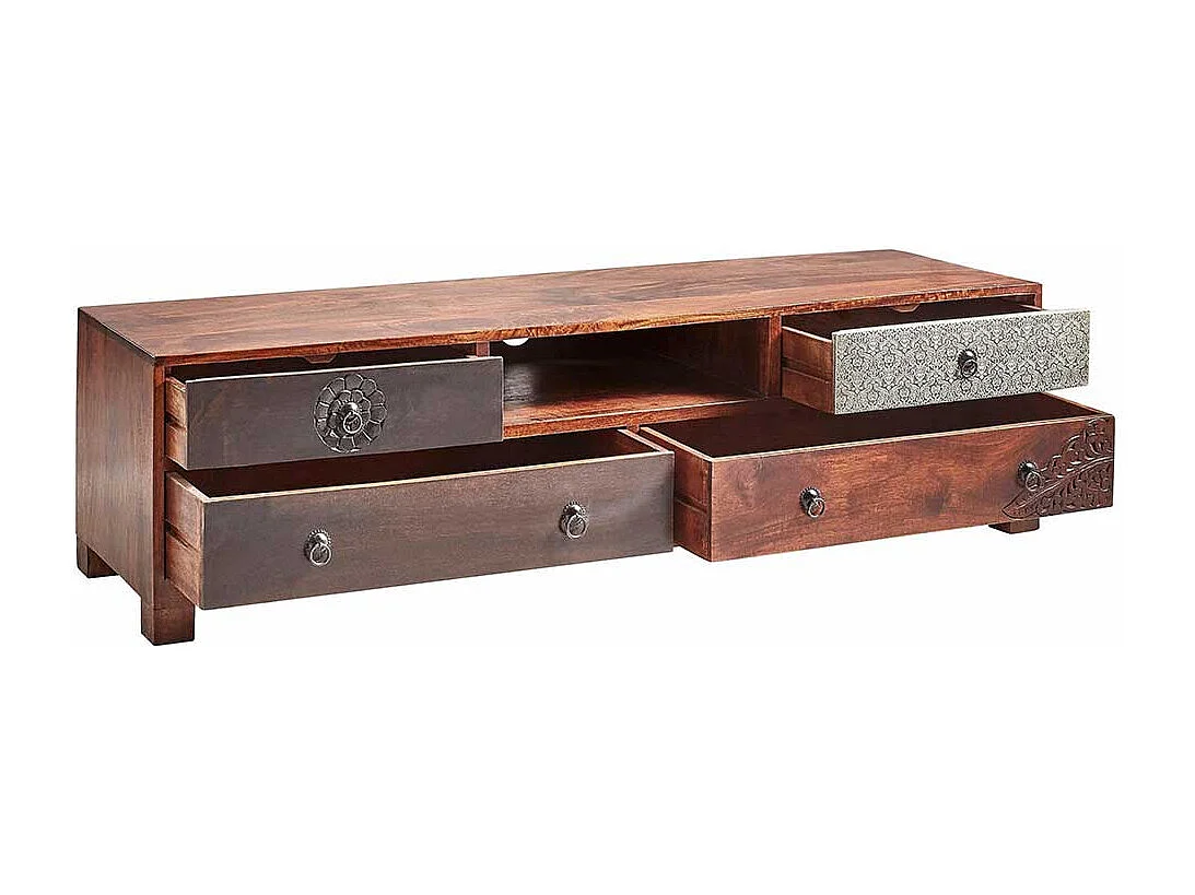 Vintage Lowboard aus Akazie Massivholz mehrfarbig