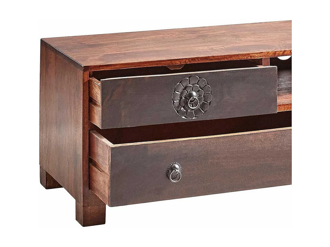 Vintage Lowboard aus Akazie Massivholz mehrfarbig