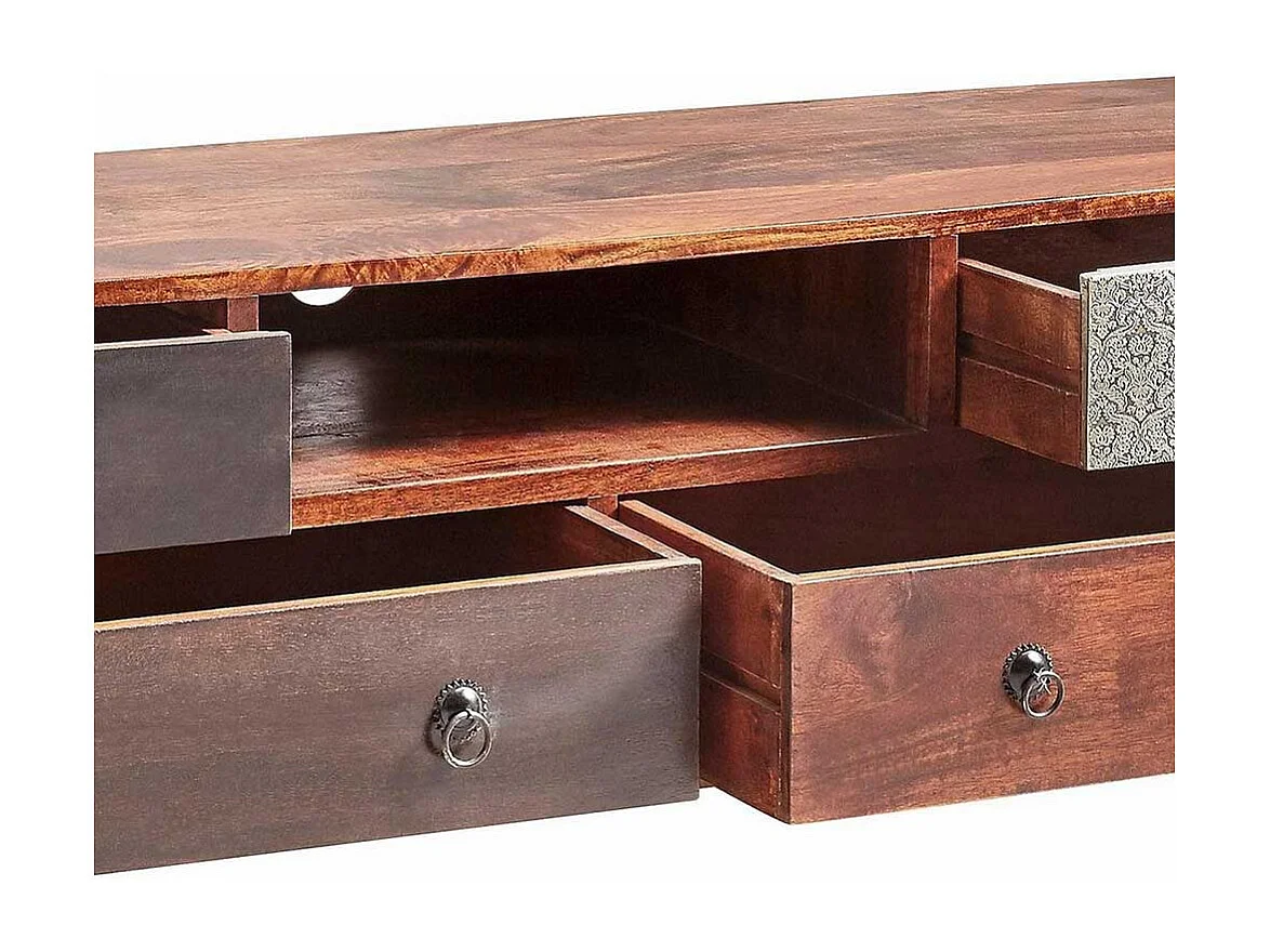 Vintage Lowboard aus Akazie Massivholz mehrfarbig