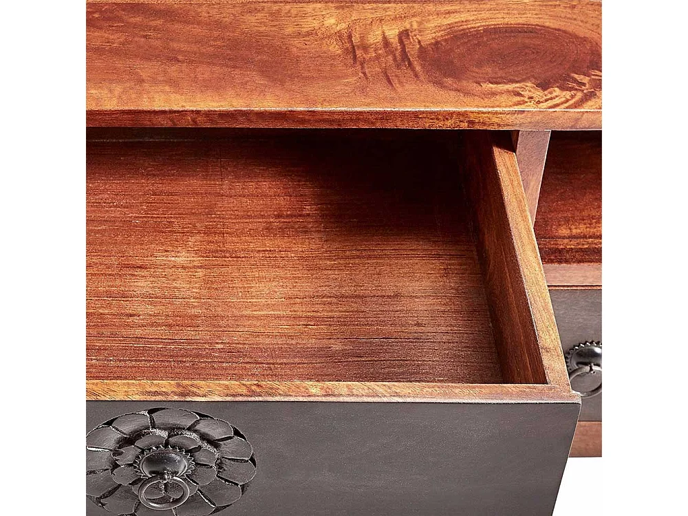 Vintage Lowboard aus Akazie Massivholz mehrfarbig