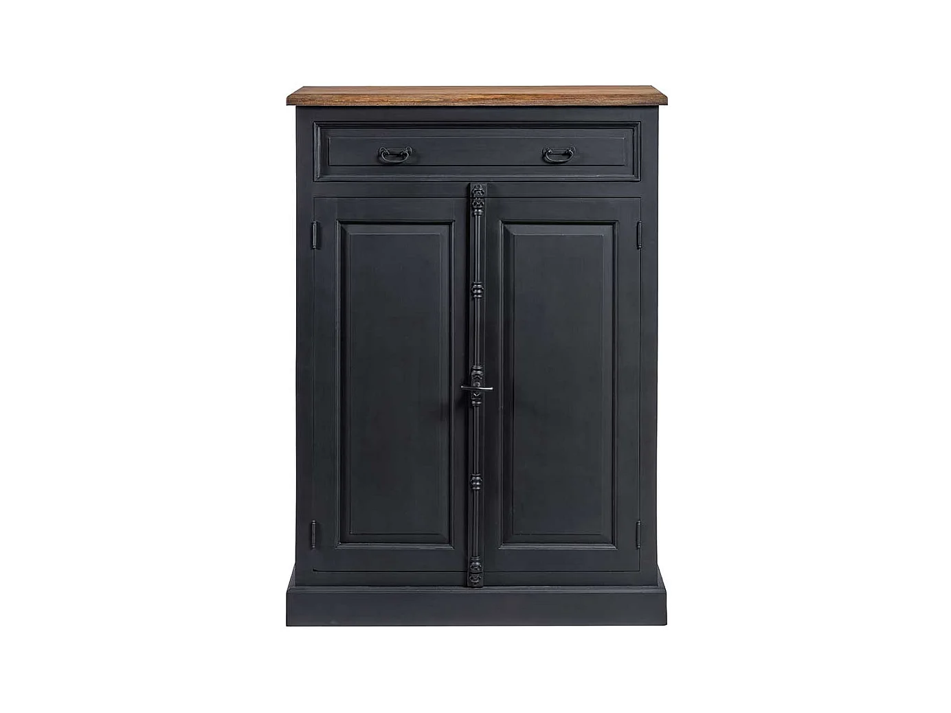 Highboard mit einer Schublade und Tür Schwarz Teakfarben