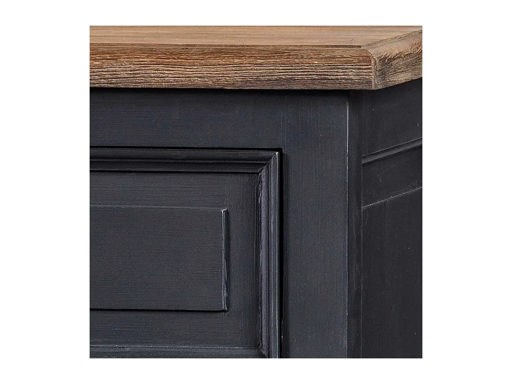 Highboard mit einer Schublade und Tür Schwarz Teakfarben