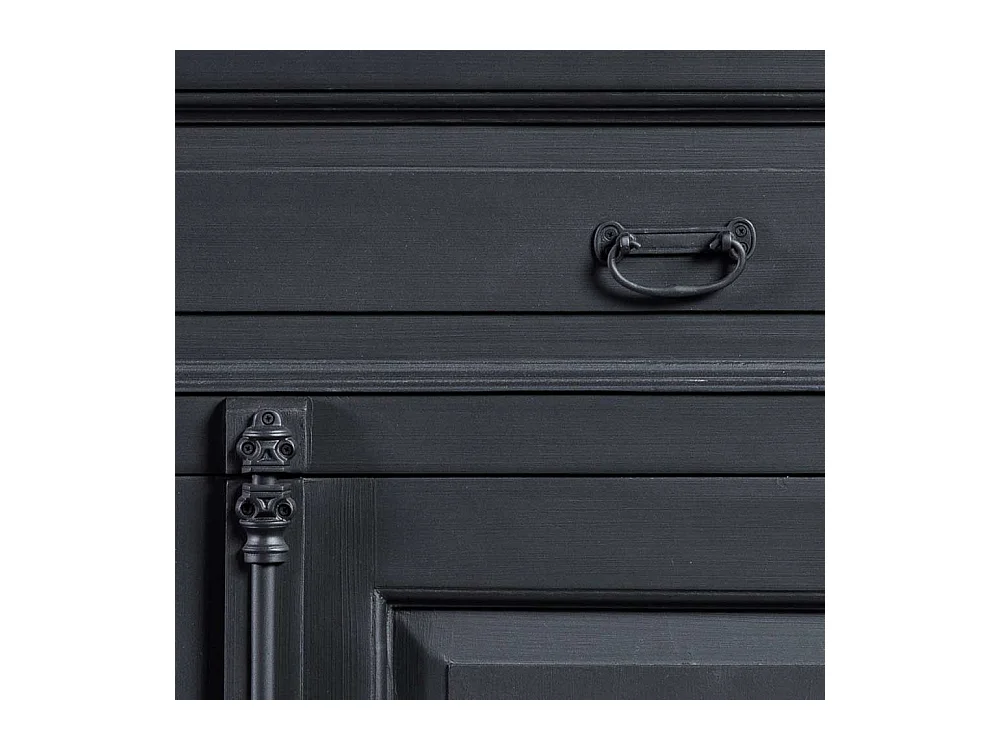 Highboard mit einer Schublade und Tür Schwarz Teakfarben