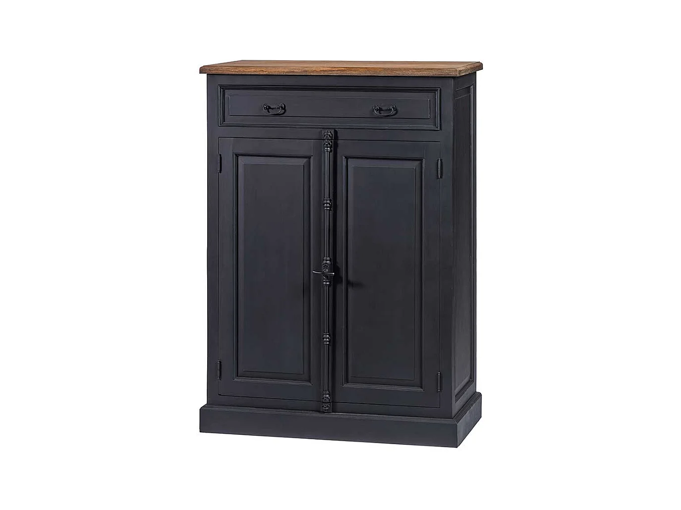 Highboard mit einer Schublade und Tür Schwarz Teakfarben